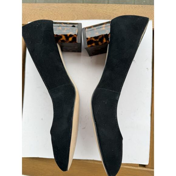 NWT Ann Taylor Lorene Black suede Pump animal print 2" Block Heel 6.5- 138$ - Picture 6 of 11